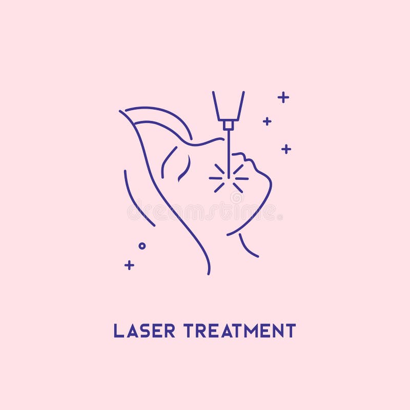 Laser treatment icon. Cosmetology concept. Facial laser hair removal, depilation. Laser treatment icon. Cosmetology concept. Facial laser hair removal, depilation.