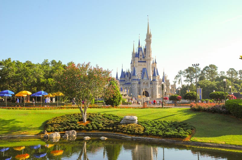 Early morning view of Cinderellaâ€™s castle at Walt Disney World. Early morning view of Cinderellaâ€™s castle at Walt Disney World.