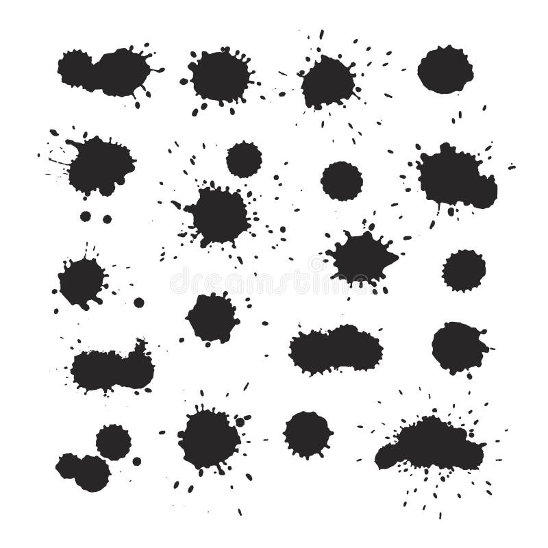 Paint grey splat set. Ink drops vector illustration. Abstract splatters silhouettes. Paint grey splat set. Ink drops vector illustration. Abstract splatters silhouettes