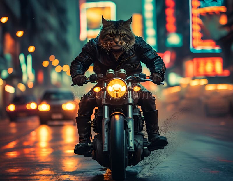 灰色的野猫骑自行车 向量例证