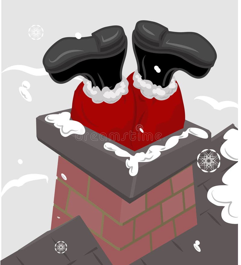 Illustration of santa going down a chimney. Illustration of santa going down a chimney.