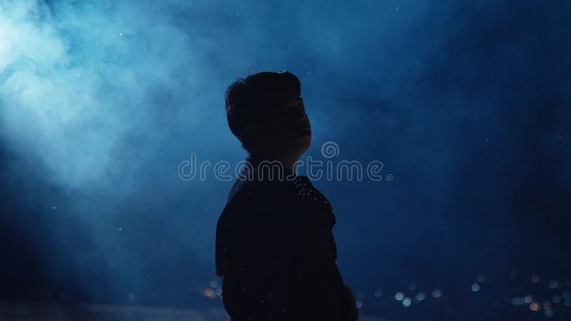 烟雾夜空的神秘轮廓 股票视频