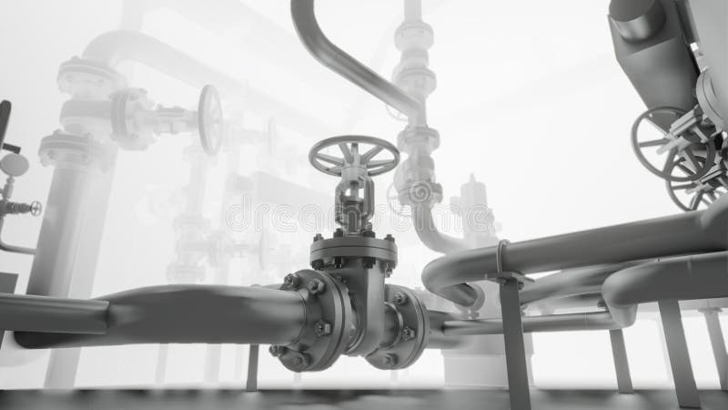 抽象的工业设备，带有烟雾或雾气 向量例证