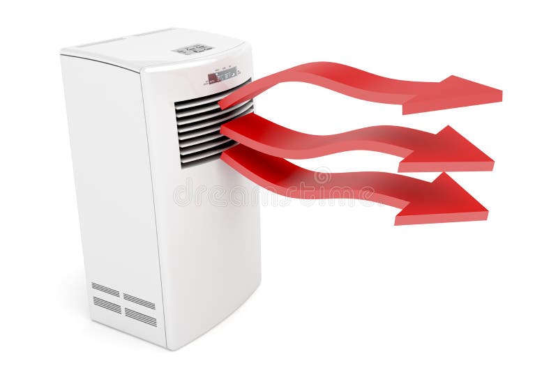 Air conditioner blowing hot air on white background. Air conditioner blowing hot air on white background