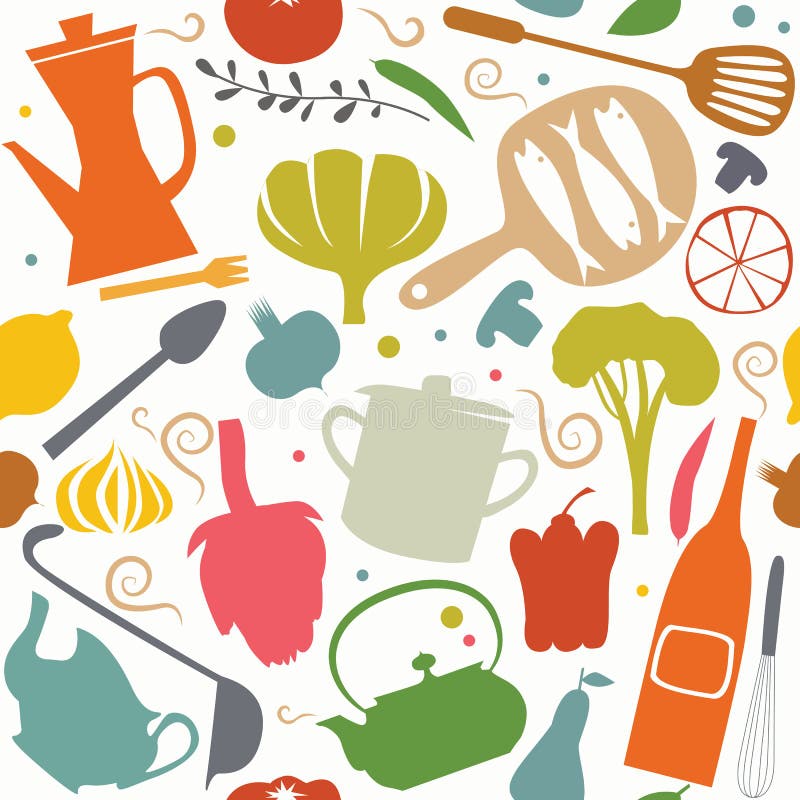 Cooking set vector seamless pattern. Cooking set vector seamless pattern