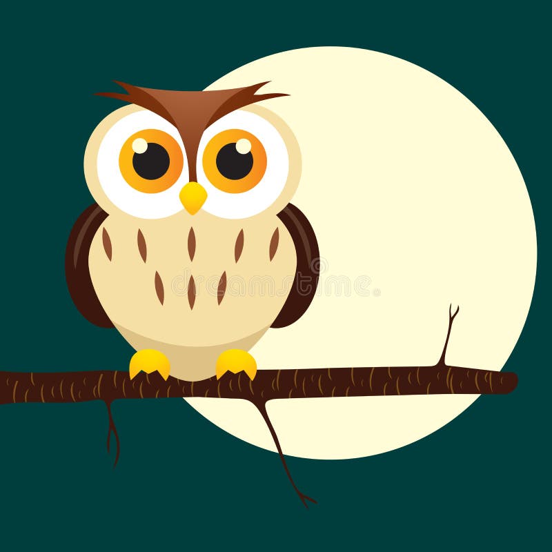 The image of the owl sitting on a branch by a moonlight night. Additional vector format Eps8 (you can very easy edit with separate layers). The image of the owl sitting on a branch by a moonlight night. Additional vector format Eps8 (you can very easy edit with separate layers)