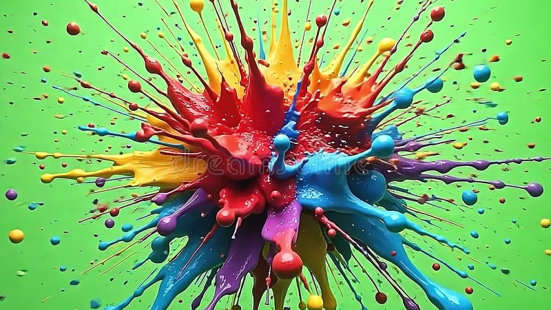 爆炸颜料滴落画布动画展示颜料充满活力地爆发，水滴自由飞溅。生成式人工智能 皇族释放例证