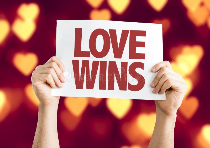 Love Wins card with bokeh background. Love Wins card with bokeh background