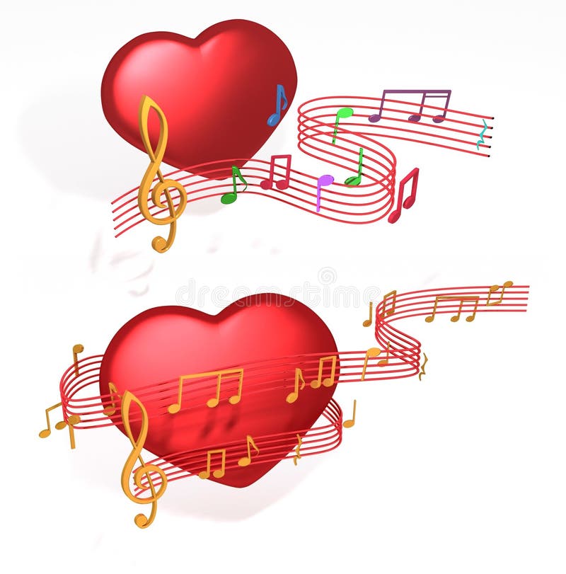 Romantic music notes come from love heart symbols. Romantic music notes come from love heart symbols