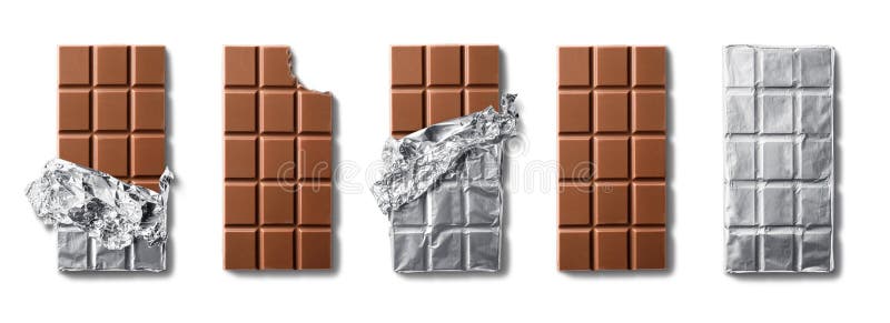 Top view of milk chocolate bars . Isolated on white. Top view of milk chocolate bars . Isolated on white