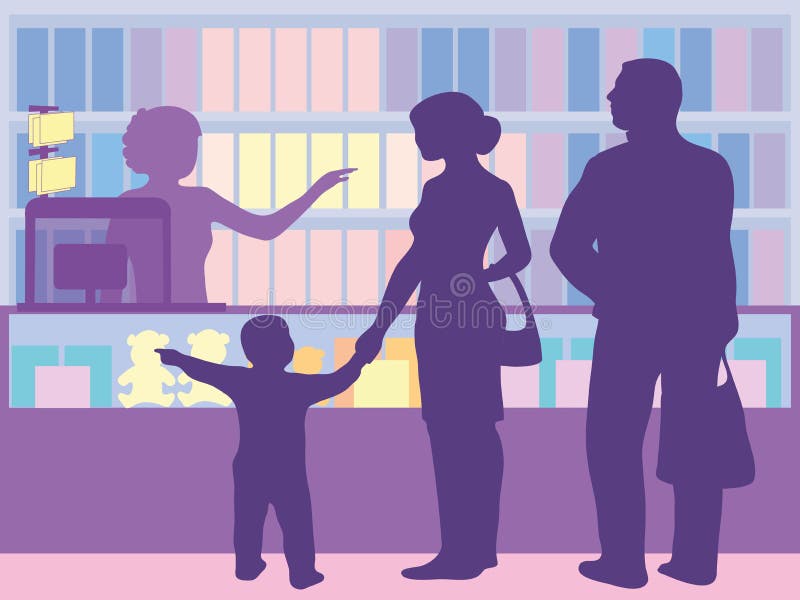 买家根据在 t 上的位置选择商品 库存例证