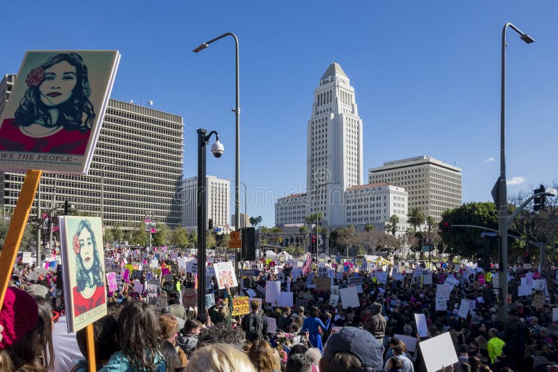 特别妇女3月事件和抗议者在洛杉矶附近