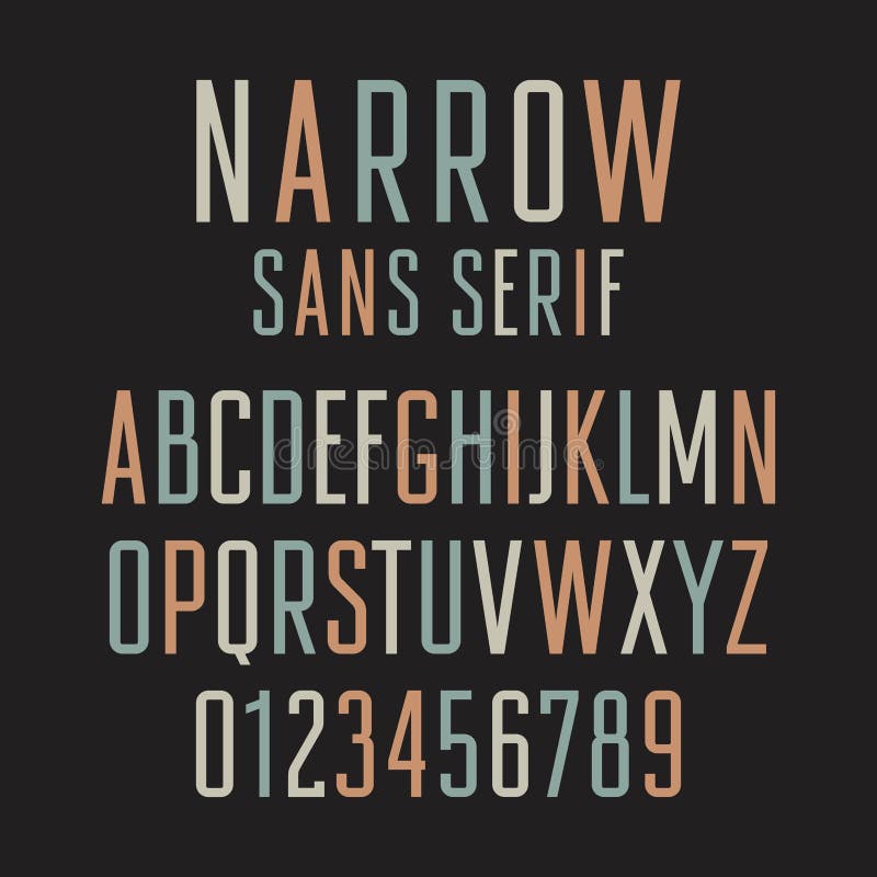 狭窄的Sans Serif 001 向量例证 狭窄的Sans Serif 001 向量例证