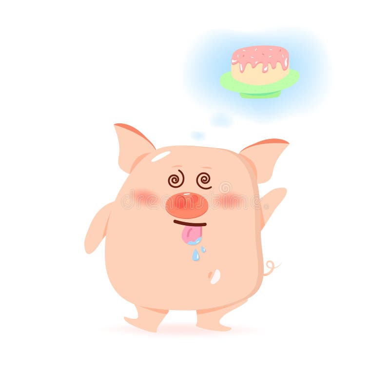 猪饥饿的甜蛋糕,逗人喜爱的卡通人物,农历新年,猪的年在白色背景传染媒介例证的 皇族释放例证 猪饥饿的甜蛋糕,逗人喜爱的卡通人物,农历新年,猪的年在白色背景传染媒介例证的 皇族释放例证