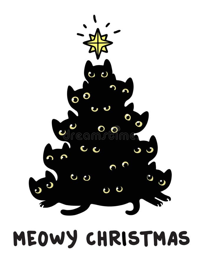 猫圣诞树 向量例证 猫圣诞树 向量例证