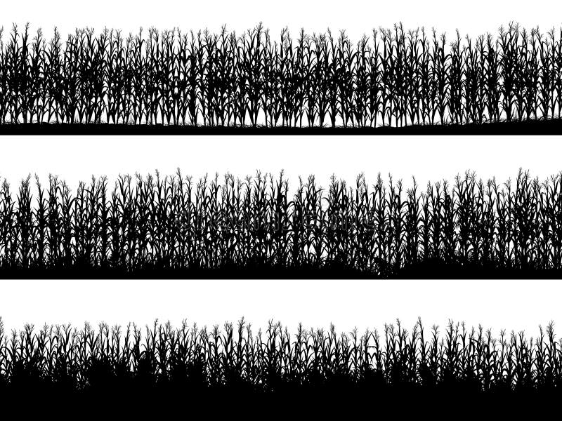 Set of horizontal banners of cornfield silhouettes with different density. Set of horizontal banners of cornfield silhouettes with different density.