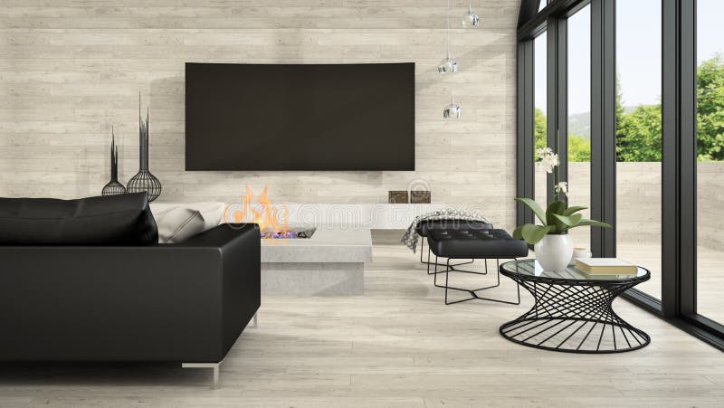 Interior of modern design living room 3D rendering. Interior of modern design living room 3D rendering