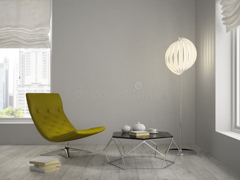 Interior modern design room 3D rendering. Interior modern design room 3D rendering