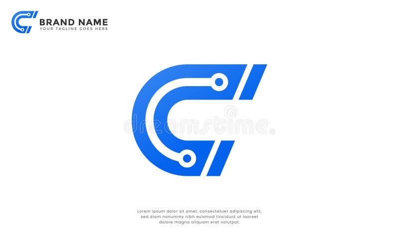 现代字母C技术徽标 向量例证