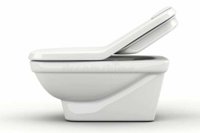 Isolated modern white ceramic toilet with the lid up on a white background AI generated. Isolated modern white ceramic toilet with the lid up on a white background AI generated