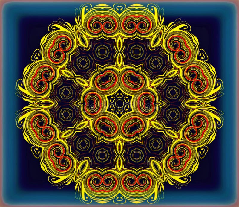 现代艺术抽象几何 神秘的东部坛场 花卉万花筒传统设计 荧光的对称backgro 库存例证 现代艺术抽象几何 神秘的东部坛场 花卉万花筒传统设计 荧光的对称backgro 库存例证