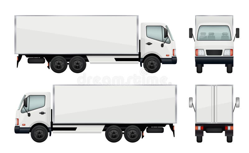 Realistic truck. Vector illustrations transportation of cargo. Truck transport, cargo lorry with trailer. Realistic truck. Vector illustrations transportation of cargo. Truck transport, cargo lorry with trailer