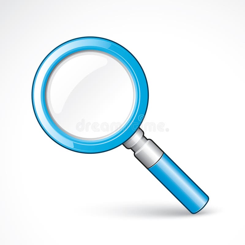 An illustration of a blue magnifying glass, isolated on white background. An illustration of a blue magnifying glass, isolated on white background.