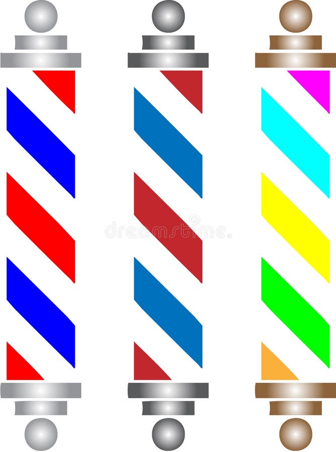 Three nice barber pole with colors. Three nice barber pole with colors