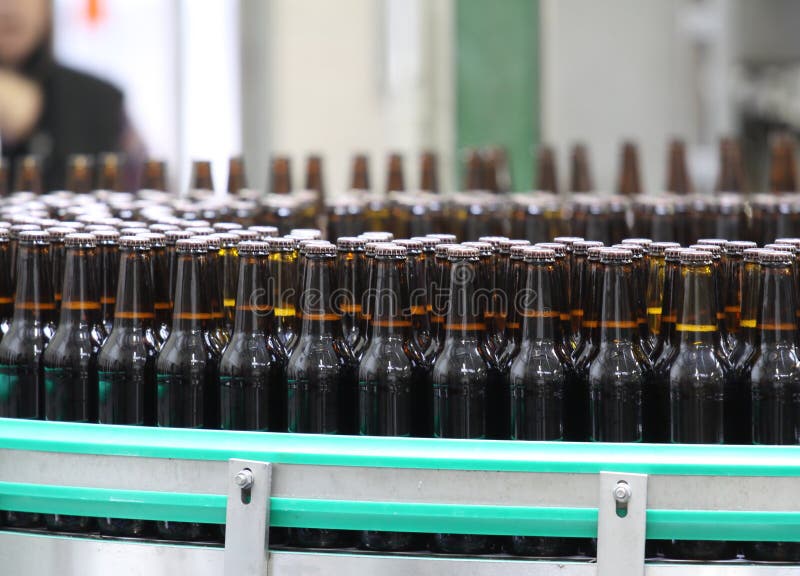 Beer bottles in czech brewery. Beer bottles in czech brewery