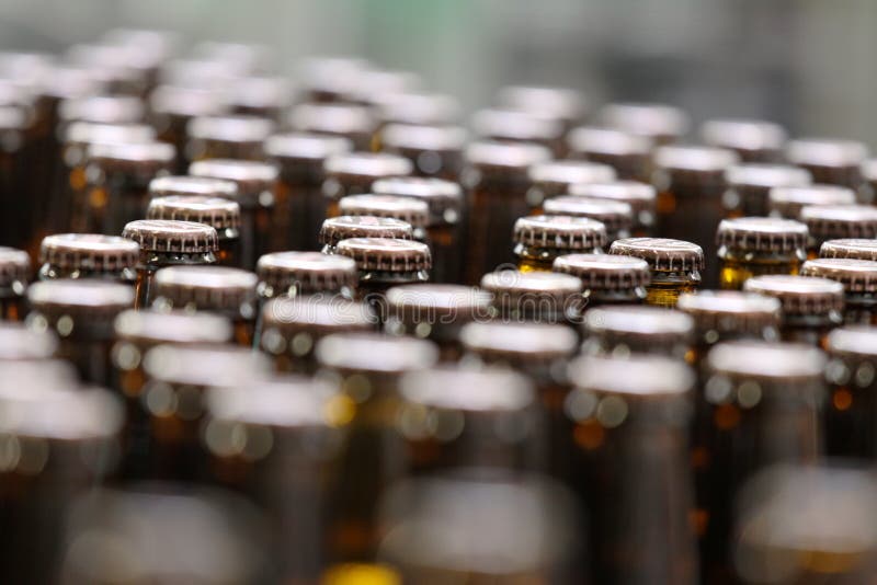 Beer bottles in czech brewery. Beer bottles in czech brewery