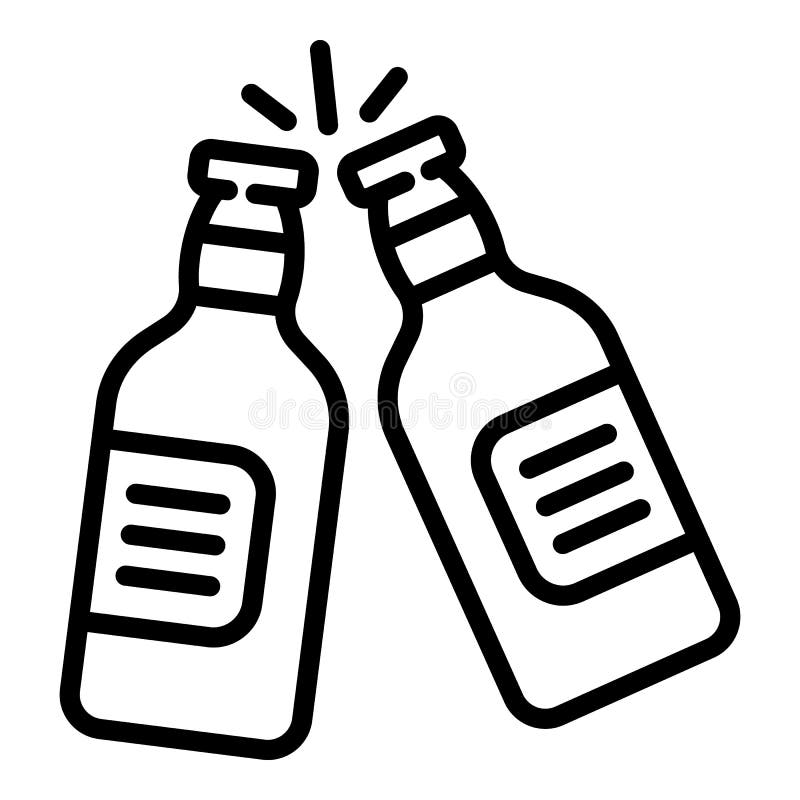 瓶啤酒杯轮廓线 向量例证