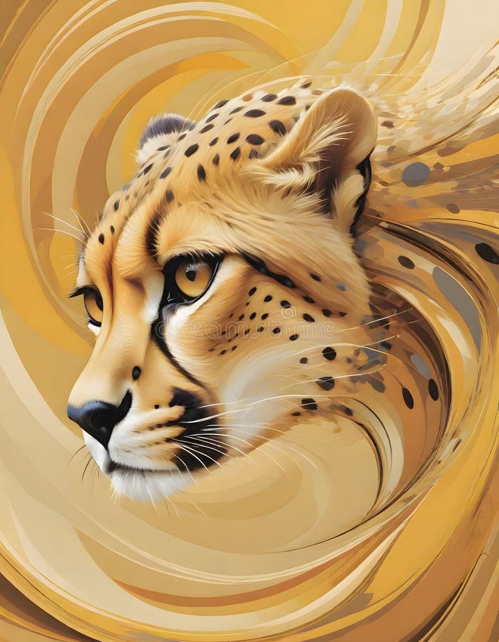 生殖大背景中金棕色图案旋转的猎豹肖像 库存例证