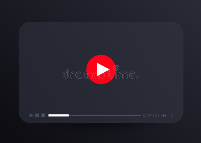 用于web和移动应用的平面黑色视频播放器模板. 库存例证