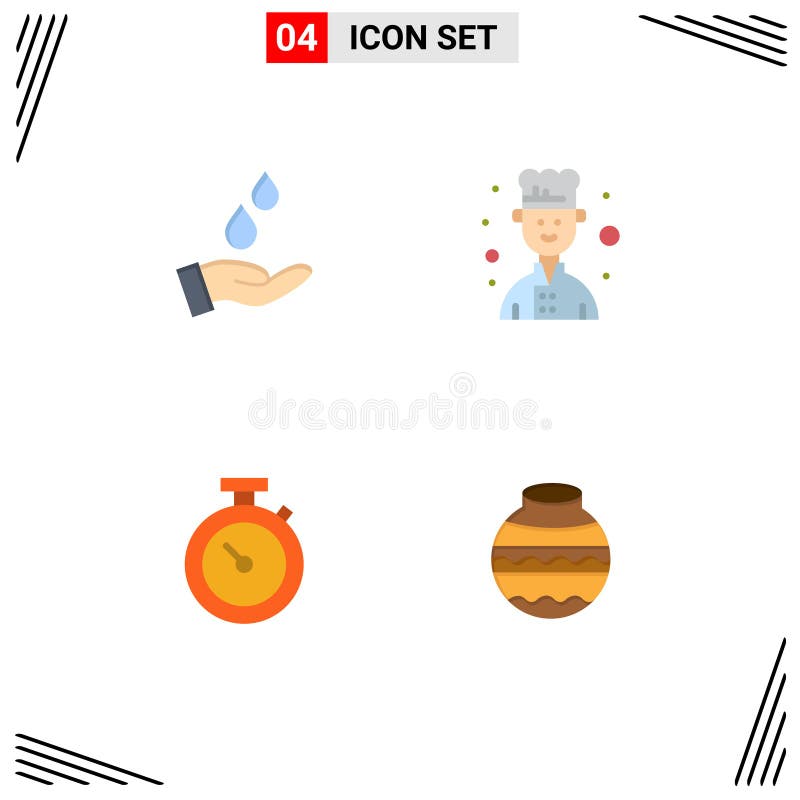用于净化、手表、电源、烹饪、锅的4个线标和符号的股票矢量图标包 库存例证
