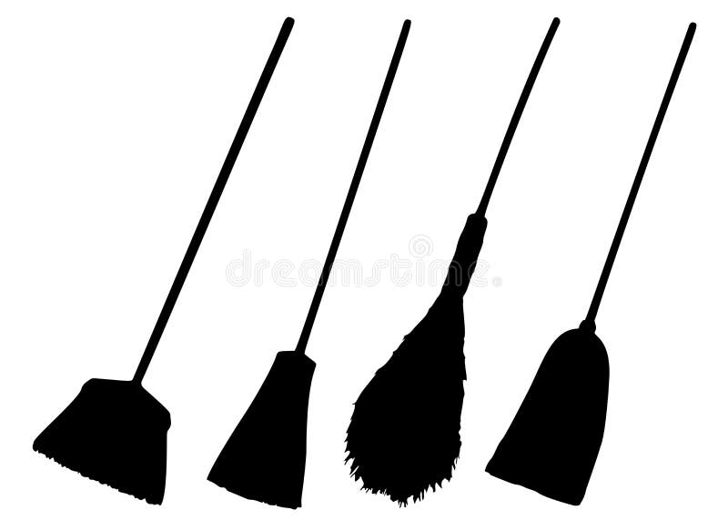 Broomsticks for cleaning the house in a set. Vector image. Broomsticks for cleaning the house in a set. Vector image