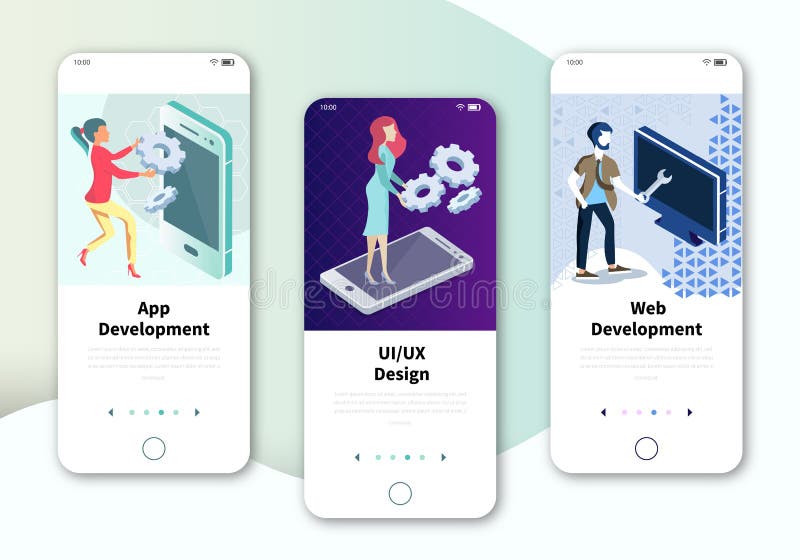 用于移动或响应性网站的现代UX、UI屏幕 用于Web的一组登机屏幕用户界面套件 皇族释放例证 用于移动或响应性网站的现代UX、UI屏幕 用于Web的一组登机屏幕用户界面套件 皇族释放例证