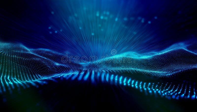 用水绿色辉光产生的数字波的运动图像 向量例证