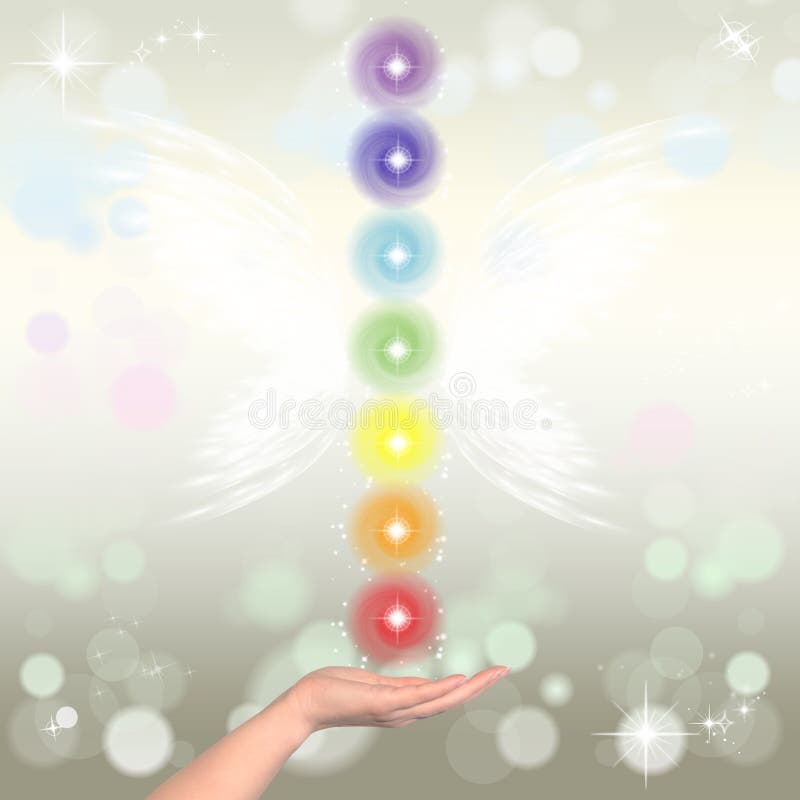 医治用的手和七chakras 免版税库存图片