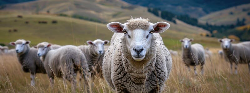 close up of a sheep in the field. AI generated. close up of a sheep in the field. AI generated