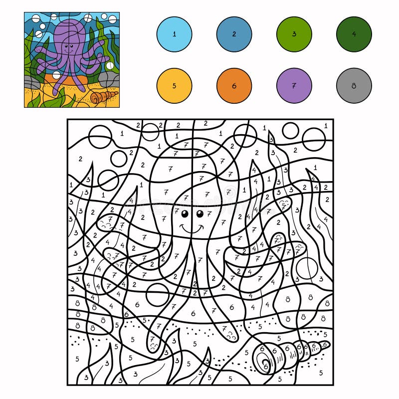 Game for children: Color by number (octopus). Game for children: Color by number (octopus)