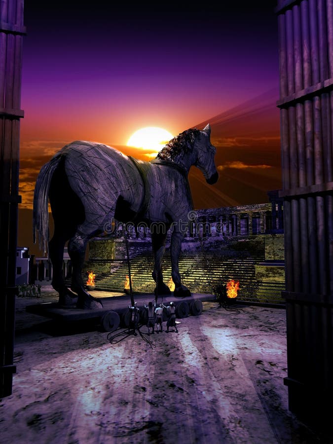 The trojans have pulled inside their city the wooden horse constructed by the greeks. The trojans have pulled inside their city the wooden horse constructed by the greeks.