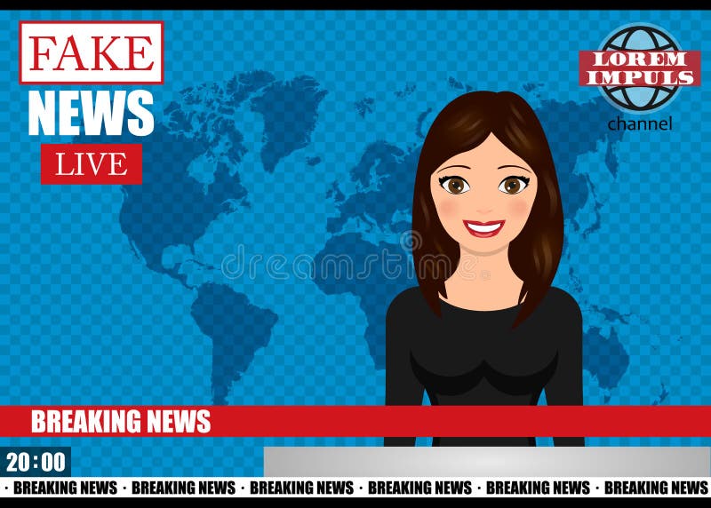 Anchorman on tv broadcast news. Fake Breaking News vector illustration. Media on television concept. Anchorman on tv broadcast news. Fake Breaking News vector illustration. Media on television concept.