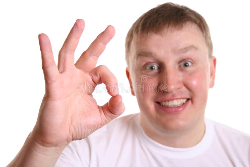 Boy with ok sign isolated. Boy with ok sign isolated