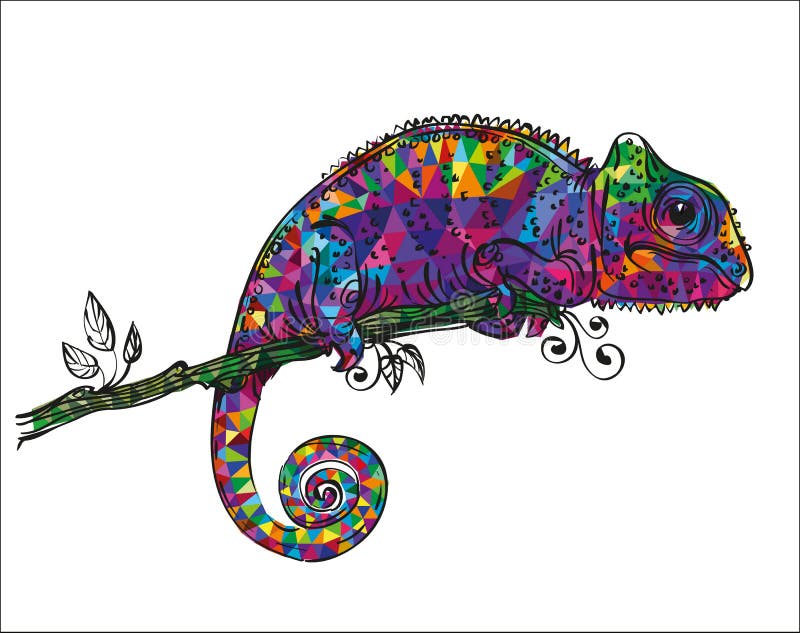 Vector drawing of a colorful chameleon. Vector drawing of a colorful chameleon