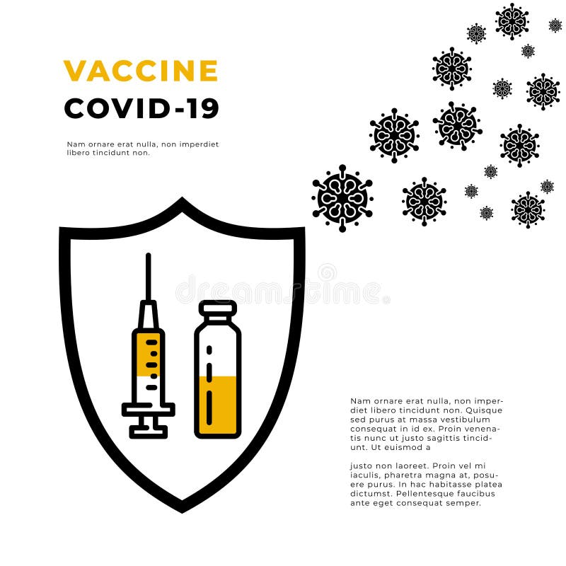 Vaccine against the coronavirus causes the disease COVID-19 template. Coronavirus epidemic. Outline style medical shield with protecting from bacteria, virus, microbes. Microbiology and medicine. Vaccine against the coronavirus causes the disease COVID-19 template. Coronavirus epidemic. Outline style medical shield with protecting from bacteria, virus, microbes. Microbiology and medicine.
