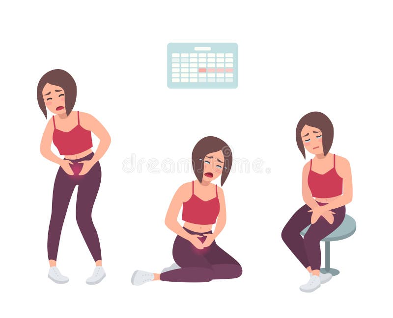 痛苦的月经的概念 难受妇女的感受,遭受以肚子疼 五颜六色的传染媒介例证 皇族释放例证 痛苦的月经的概念 难受妇女的感受,遭受以肚子疼 五颜六色的传染媒介例证 皇族释放例证