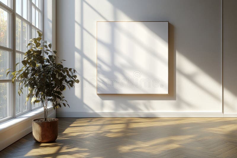白墙极简主义艺术设计展的叠层地板空白画布模型. 这张照片展示了一张空白艺术画布模型,放在一层叠的地板上,靠在白墙上. 极简的设计为希望展示其作品的艺术家和摄影师提供了创意和多用途的展示选择. 设置的简单性让艺术作品成为中心舞台,强调那些最终会装饰画布的作品的美感和创造力. 这幅图像传达了一种无限的可能性和艺术表达的潜力.