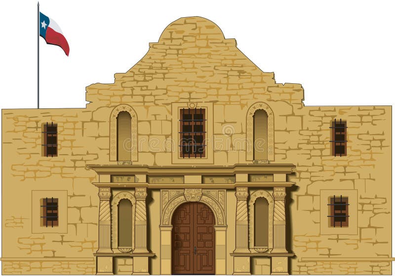 A vector illustration of the Alamo during the day. A vector illustration of the Alamo during the day