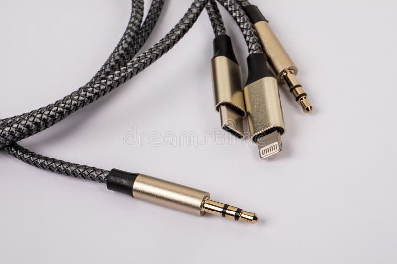 3 In 1 Type-C3.5mm Jack Aux Cable on white background. 3 In 1 Type-C3.5mm Jack Aux Cable on white background.