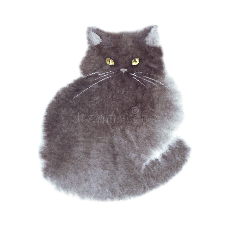 白背景上手绘水彩可爱滑稽的黑猫 隔离图 小猫人物肖像 符号 库存例证 白背景上手绘水彩可爱滑稽的黑猫 隔离图 小猫人物肖像 符号 库存例证